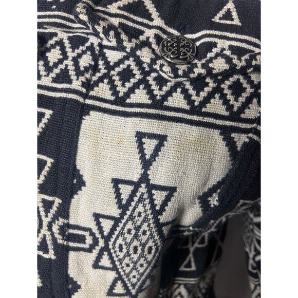 Vintage Flashback Aztec Cropped Jacket Medium Black & White 100% Cotton - Picture 9 of 12